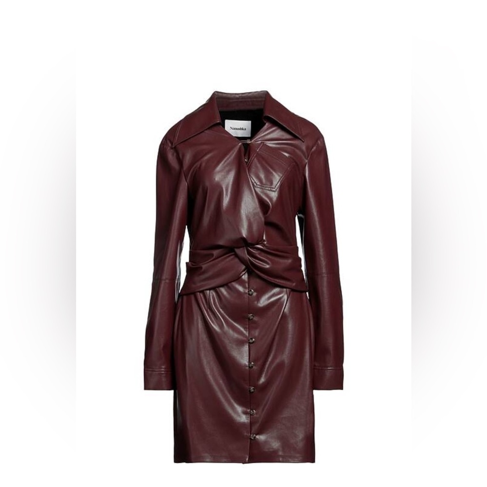 Nanushka burgundy faux leather dress